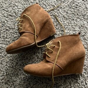 Women's Brown Wedge Ankle Boots